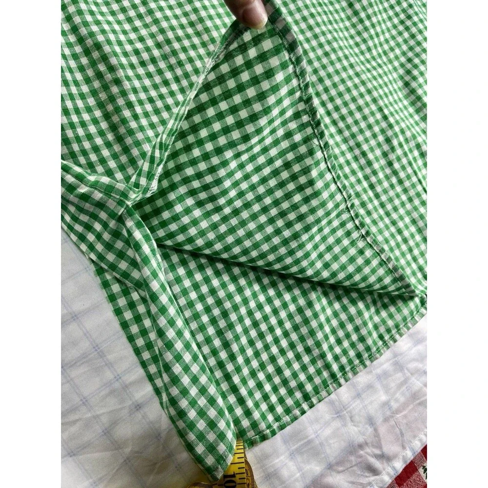 Vintage-Style Green Gingham Crochet Lace Collar House Dress - Size L/XL - Picture 13 of 16